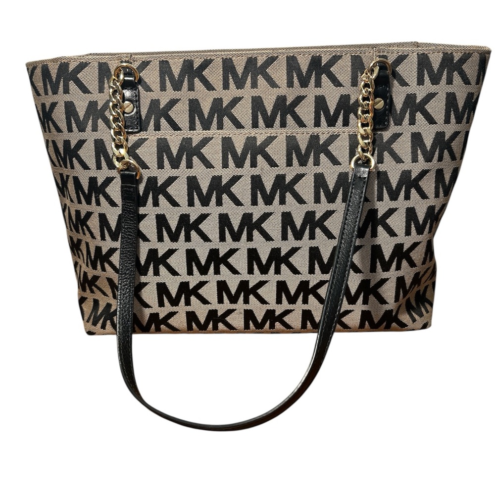 Michael Kors Black and Tan Signature Tote